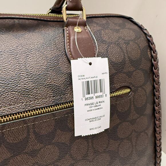 Coach CCE36 Rowan Large Satchel Bag In Signature With Fringe Walnut/maple - Picture 7 of 11